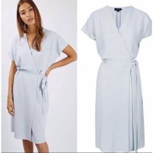 Topshop wrap midi dress light blue
